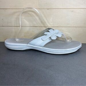 Clarks CloudSteppers Breeze Opal Sandals Women's Size 10 Shoes M White Flower